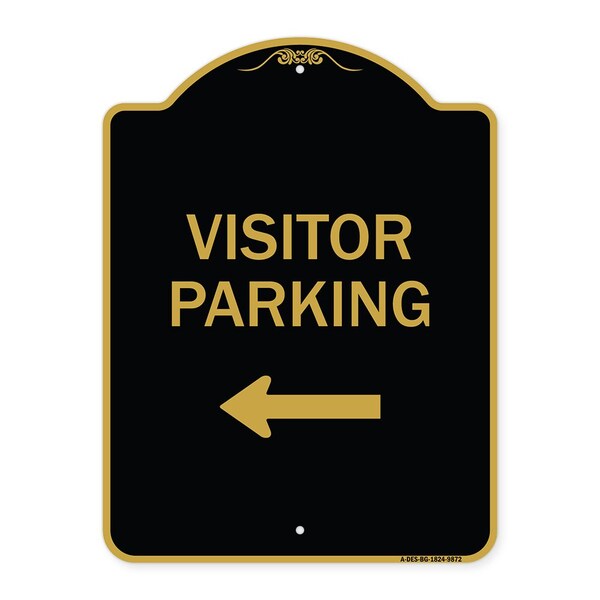 Designer Series-Visitor Parking 1, Black & Gold Heavy-Gauge Aluminum, 24" x 18", BG-1824-9872